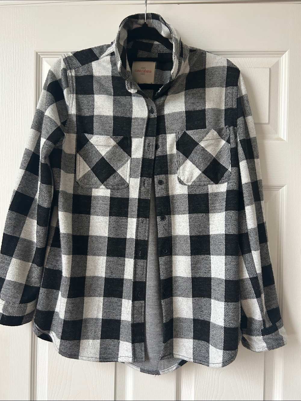 Black and White Buffalo Plaid Button-Up Shirt